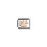 Nomination Classic Rose Gold Glitter Enamel Silver Unicorn Charm