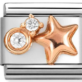 Nomination Classic Rose Gold CZ White Raised Star Charm