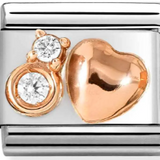 Nomination Classic Rose Gold CZ White Raised Heart Charm