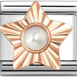 Nomination Classic Rose Gold Diamond Cut Star White Pearl Charm