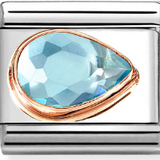 Nomination Classic Rose Gold Baby Blue CZ Pear Shape Charm