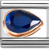 Nomination Classic Rose Gold Blue CZ Pear Shape Charm