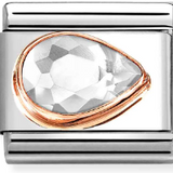 Nomination Classic Rose Gold White CZ Pear Shape Charm