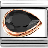 Nomination Classic Rose Gold Black CZ Pear Shape Charm SALE