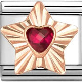 Nomination Classic Rose Gold Diamond Cut Star Red CZ Charm