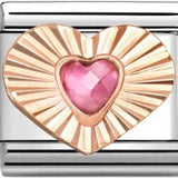 Nomination Classic Rose Gold Diamond Cut Heart Pink CZ Charm