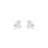 Dew Silver Cluster Star Stud Earrings