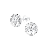Dew Silver Tree of Life Stud Earrings