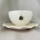 Sterling Silver Khaki Green Cubic Zirconia Cushion Pendant