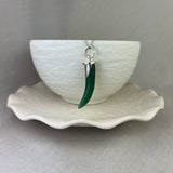 Sterling Silver Green Agate Tusk Pendant