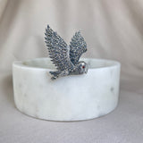 Vintage Design Sterling Silver Marcasite Owl Brooch