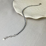 18ct White Gold Blue Sapphire Diamond Tennis Bracelet