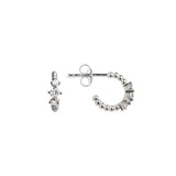 Dew Silver Beaded CZ Mini Hoop Earrings