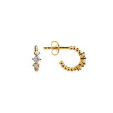 Dew Silver Beaded CZ Mini Hoop Earrings