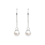 Dew Silver Freshwater Pearl Chain Drop Earrings