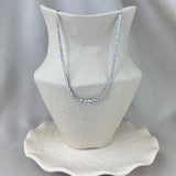 Vintage Design Sterling Silver Graduated Half Collar CZ Necklace