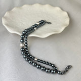Sterling Silver Hematite Two Row Bead Bracelet SALE