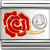 Nomination Classic Gold Enamel Red Rose with Solitaire CZ Charm