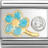 Nomination Classic Gold Enamel Forget-me-Not Flower with Solitaire CZ Charm
