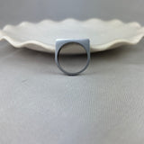 Stainless Steel Black Mother of Pearl Rectangular Signet Ring SALE