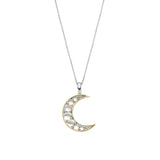 Ti Sento Mother Of Pearl Studded Moon Pendant Necklace SALE