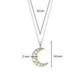 Ti Sento Mother Of Pearl Studded Moon Pendant Necklace SALE