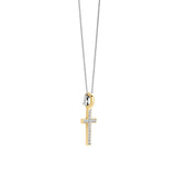 Ti Sento Faith Cross Sterling Silver CZ Necklace Golden