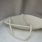 9ct White Gold Akoya Pearl Row Necklace 5-5.5mm