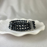 Vintage Design Sterling Silver Black Onyx Regency Bracelet