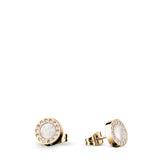 Bering Arctic Symphony Mother of Pearl Gold Round Halo Stud Earrings