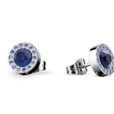 Bering Arctic Symphony Halo Blue Crystal Silver Stud Earrings SALE