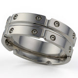Titanium Studded Squares Design Band Ring 8mm SALE