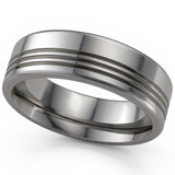 Titanium Flat Court Shape Triple Groove Design Band Ring 7mm SALE