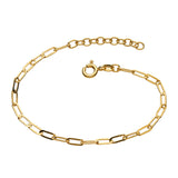 Dew Sterling Silver Gold Plated Paperclip Link Chain Bracelet 7"