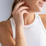 Dew Sterling Silver Gold Plated Paperclip Link Chain Bracelet 7"