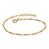 Dew Sterling Silver Gold Plated Figaro Chain Bracelet 7"