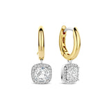 Ti Sento Classic Square Halo Sterling Silver CZ Drop Earrings Golden