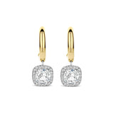 Ti Sento Classic Square Halo Sterling Silver CZ Drop Earrings Golden