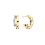 Ti Sento Classic CZ Double Hoop Earrings Golden