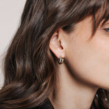Ti Sento Classic CZ Double Hoop Earrings Golden