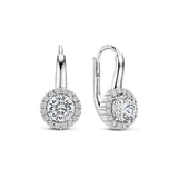Ti Sento Classic Round Halo Sterling Silver CZ Drop Earrings