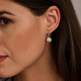Ti Sento Classic Round Halo Sterling Silver CZ Drop Earrings