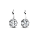 Ti Sento Classic Round Halo Sterling Silver CZ Drop Earrings