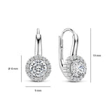 Ti Sento Classic Round Halo Sterling Silver CZ Drop Earrings