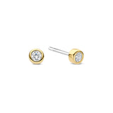 Ti Sento Classic Round Rubover CZ Stud Earrings Golden