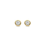 Ti Sento Classic Round Rubover CZ Stud Earrings Golden
