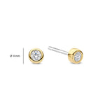 Ti Sento Classic Round Rubover CZ Stud Earrings Golden