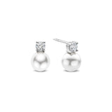 Ti Sento Classic Snowman Pearl Sterling Silver CZ Stud Earrings