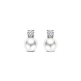 Ti Sento Classic Snowman Pearl Sterling Silver CZ Stud Earrings