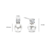 Ti Sento Classic Snowman Pearl Sterling Silver CZ Stud Earrings
